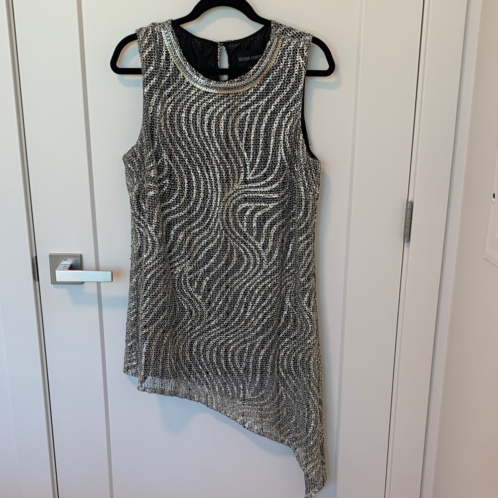 Frank Lyman Design Asymmetrical Silver Dress